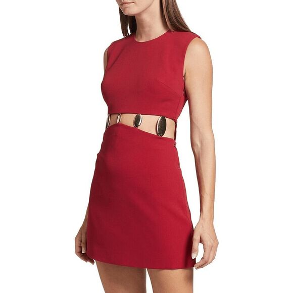 SIMKHAI Sleeveless Back Zip Dory Cut-out Embellished Mini Dress Red Size 2 $675 - Picture 3 of 12
